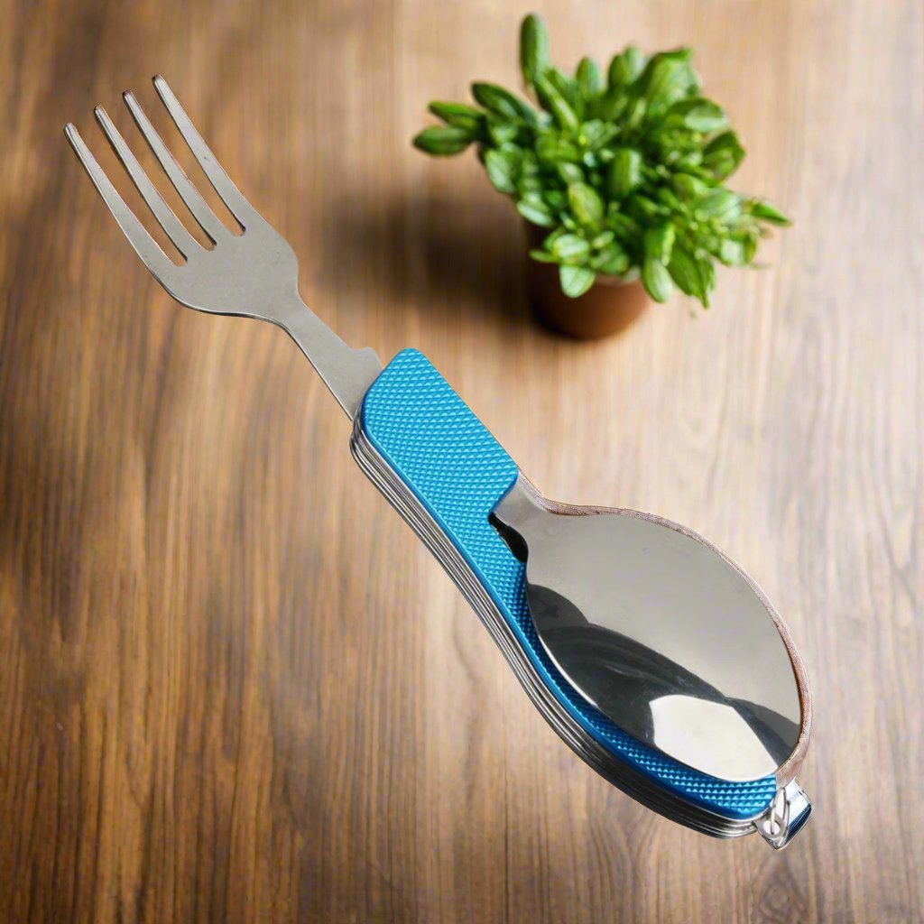 Couteau Suisse - FoldableTablewareSet™ - Bleu - Mon Espace Camping