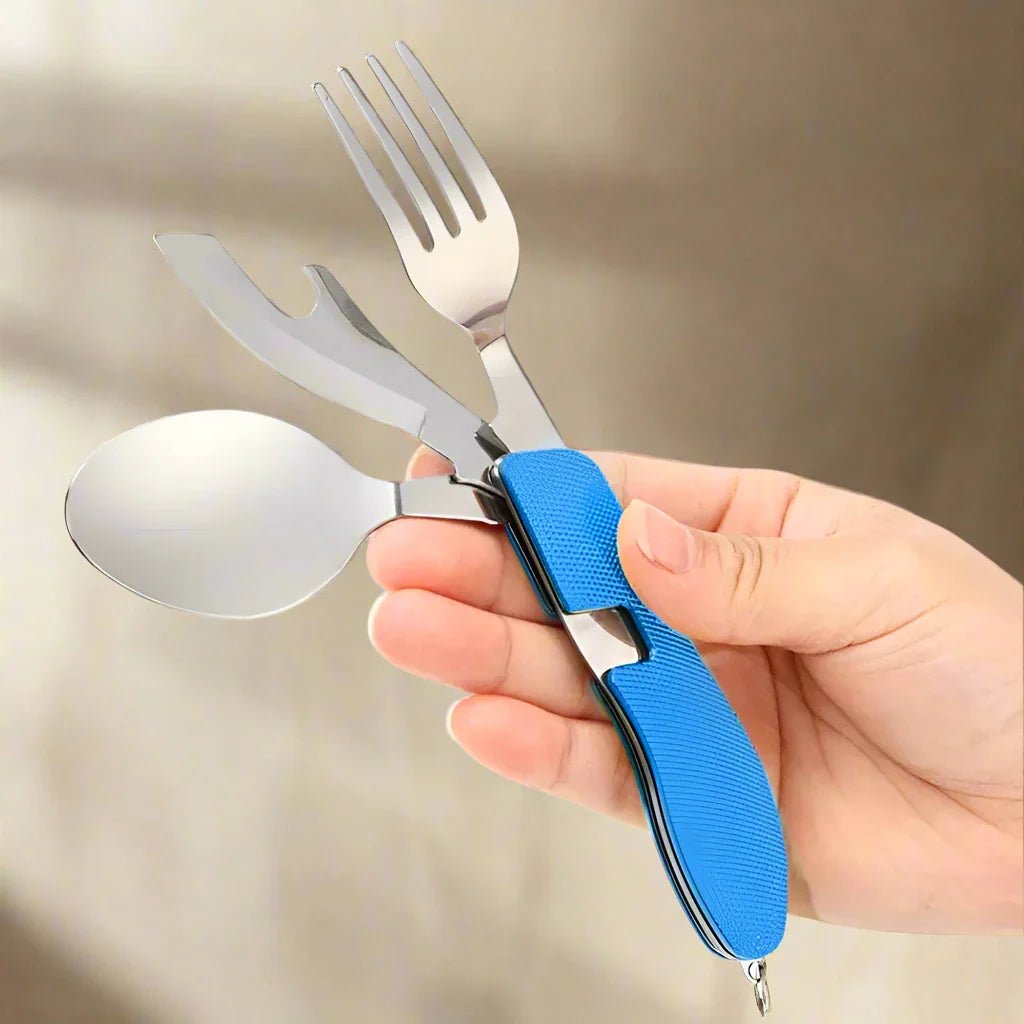 Couteau Suisse - FoldableTablewareSet™ - Bleu - Mon Espace Camping